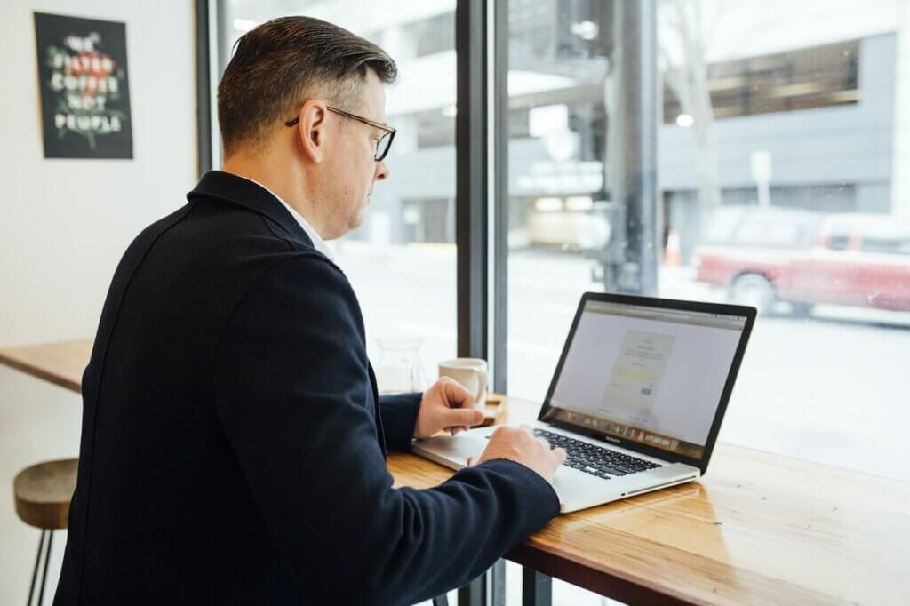 man using laptop